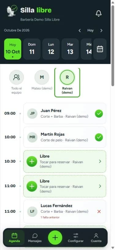 La agenda del día en el panel de Silla Libre
