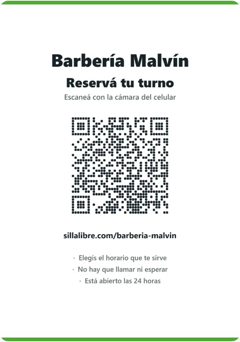 Cartel para imprimir con el QR de reservas de la barbería