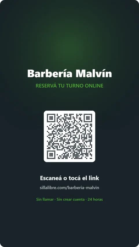 Placa para historias de Instagram con el QR y el link de la barbería, generada por el Kit de Reservas