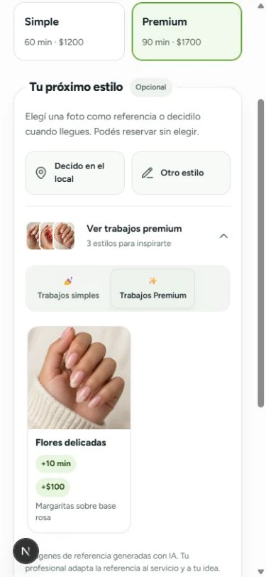 Pantalla de estilo en la demo de Silla Libre